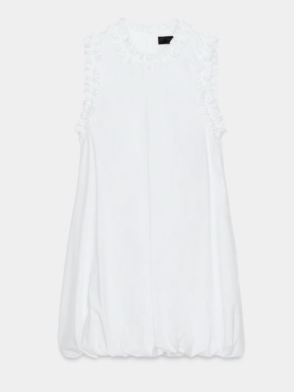 ZARA NWT Sleeveless White Ruffle Neck Bubble Mini Dress - Picture 2 of 2